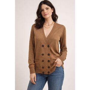 Madewell Wallace Merino Wool Double Breasted Sweater Cardigan Camel Tan Sz M NWT